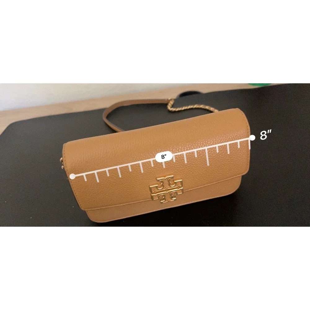Tory Burch Britten Chain Crossbody Wallet‎ With Wristlet Brown Moose.
